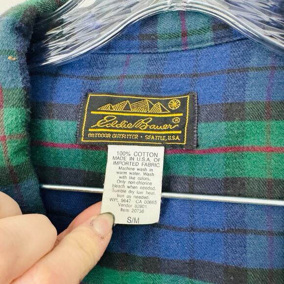 Eddie Bauer Blue And Green Long Robe Mens Size S/M - Picture 2 of 6